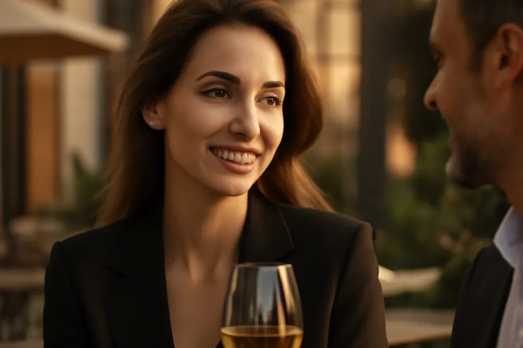 Couple discutant calmement autour d'un verre