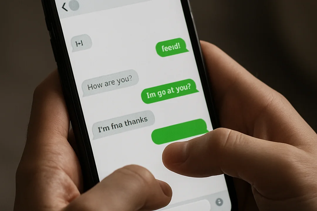 Conversation tendue sur un smartphone montrant des messages suspects