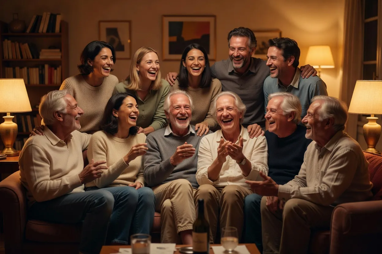 Groupe de personnes riant lors d une soiree conviviale