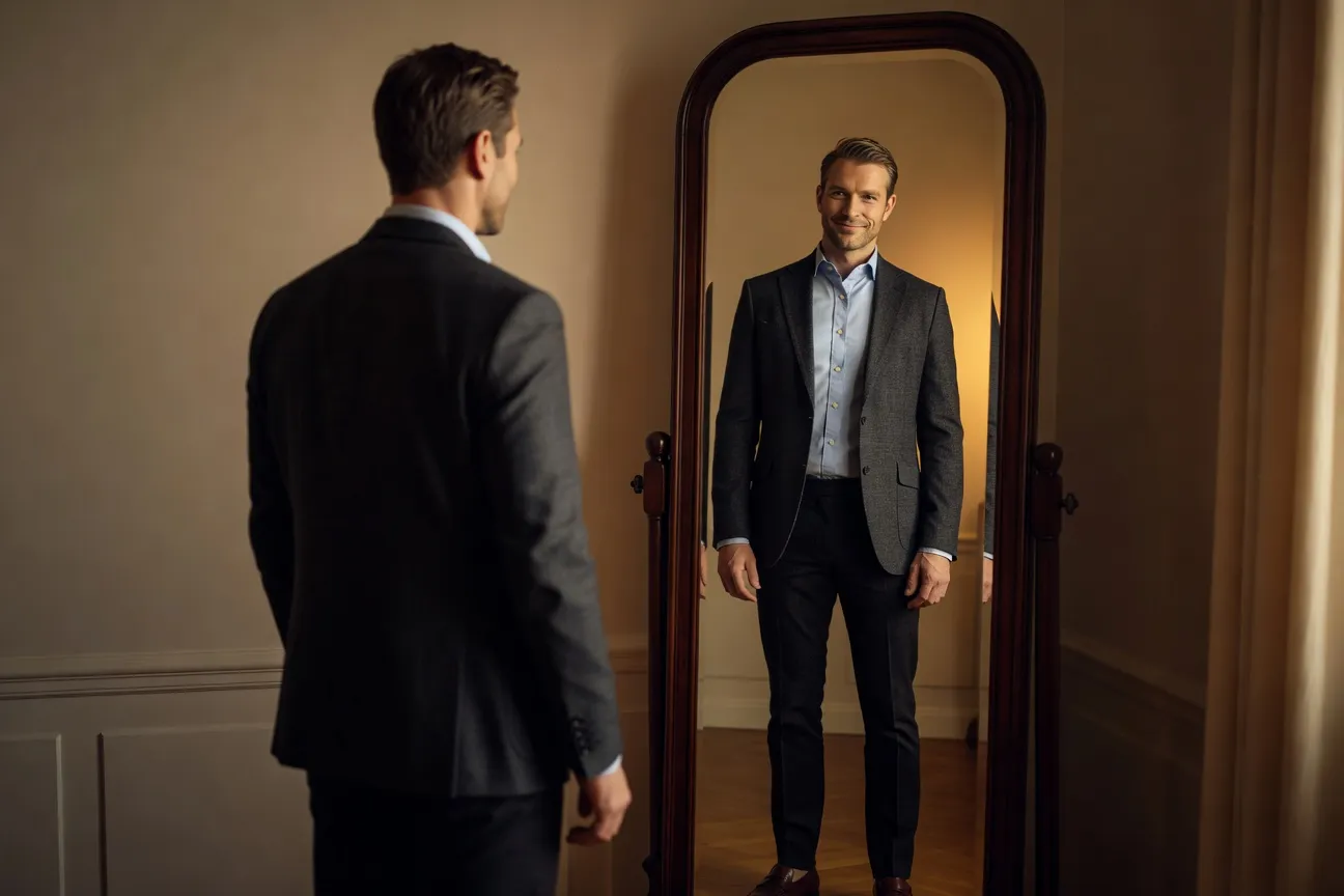 Homme confiant marchant dans la rue avec assurance