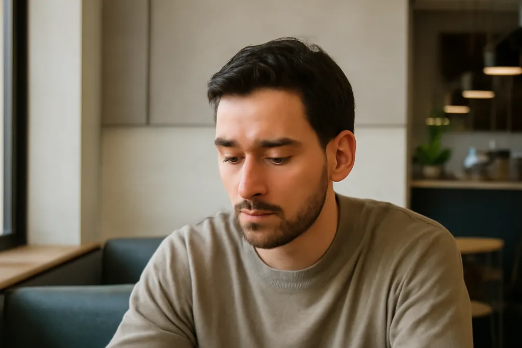 Homme regardant pensivement son téléphone sans notification