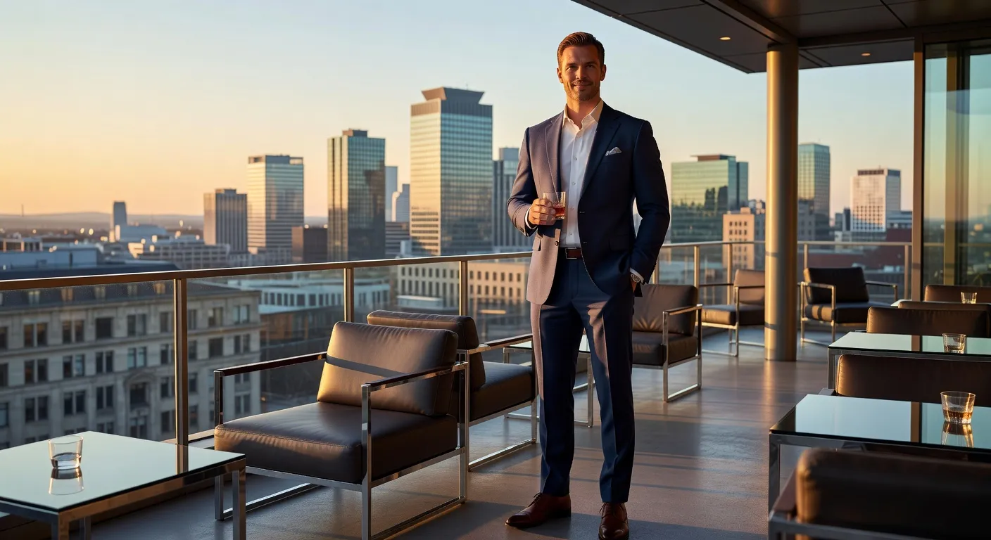 Homme confiant dans un bar elegant